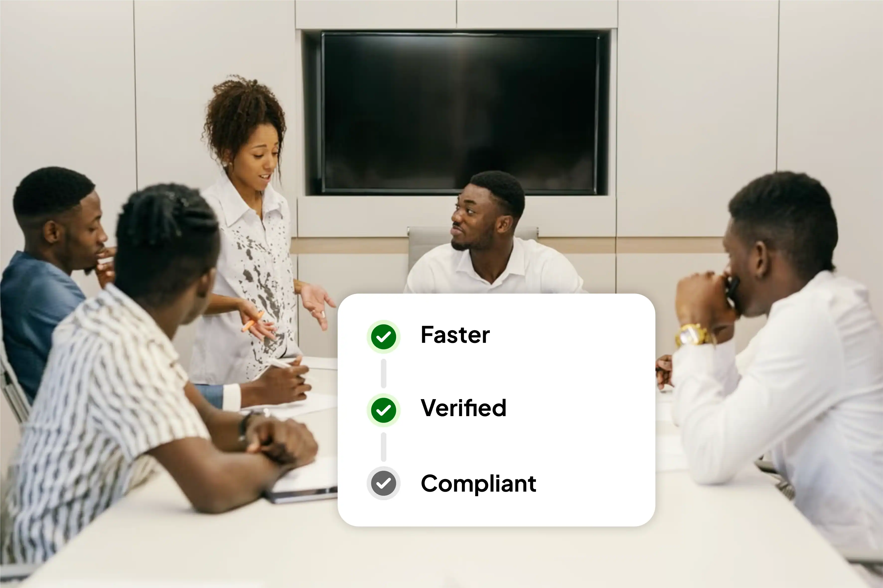 Team reviewing a faster, verified and compliant workforce checklist